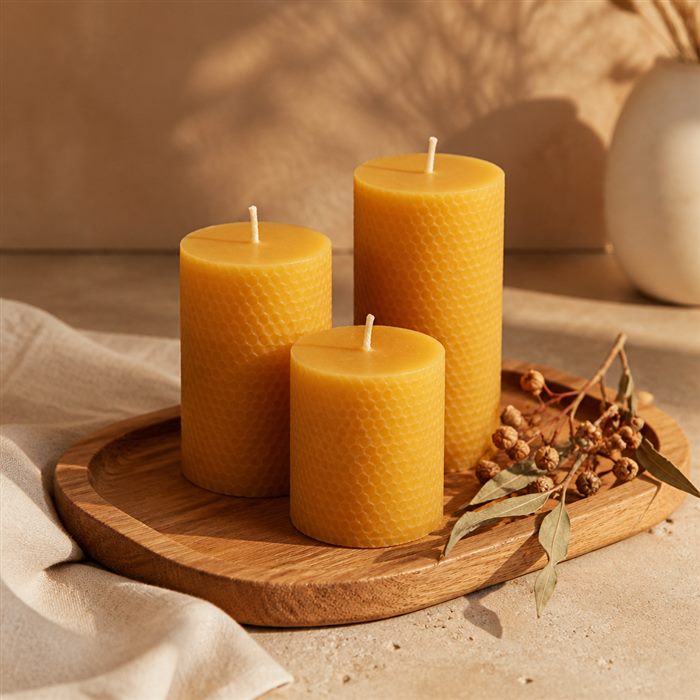 Beeswax Pillar Pair